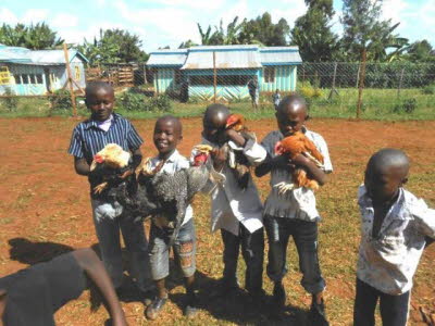 1 Orphanage kids with chicken